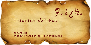 Fridrich Árkos névjegykártya
